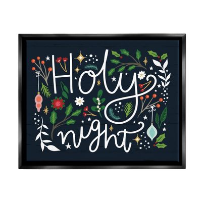 Stupell Industries Holy Night Modern Calligraphy Holiday Winter Botanicals, Design by Louise Allen