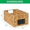 BARIEN 6 Pcs 12" x 9" x 6" Natural Water Hyacinth Woven Storage Baskets, Rectangular Wicker Basket with Built-in Handles, Woven Cube Storage Bin with Chalkboard Label Chalk Marker (Natural - Set of 6) view 2
