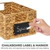 BARIEN 6 Pcs 12" x 9" x 6" Natural Water Hyacinth Woven Storage Baskets, Rectangular Wicker Basket with Built-in Handles, Woven Cube Storage Bin with Chalkboard Label Chalk Marker (Natural - Set of 6) view 3