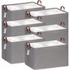 Hinwo 70L Extra Large Storage Bins, 6-Pack Closet Organizers and Storage, Foldable Clothes Storage Baskets with Handles, Containers for Clothing, Blanket, Comforters, Toys, Bedding (Gray) view 1