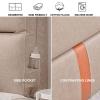 Headboard Wedge Pillow King Size Leather Upholstered Backrest Support Reading Pillow Removable Lumbar Pillow for Bunk Bed Daybed Bench Pillow,B,Wth headboard 78.7"/200cm view 4