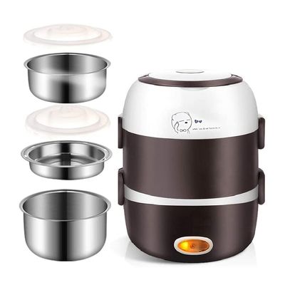 3 Layers Electric Heated Lunch Box Portable Food Warmer Loncheras Stainless Steel Containe 2L Rice Cooker Food Steamer