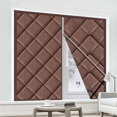 Thermal Insulated Window Curtain,Warm Windproof Partition Winter Cotton Drapes,Home Cold Protection Noise Reduction Covers Soundproof Blackout Privacy Screen,for Balcony Bedroom Kitchen (Color : A,