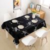 Erosebridal Sugar Skull Tablecloths Funny Skeleton Halloween Decorations,Cartoon Gothic Spooky Bone Table Cover Round 55",Black and White Table Clothes Horror Sci-Fi Halloween Decor view 1