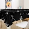 Erosebridal Sugar Skull Tablecloths Funny Skeleton Halloween Decorations,Cartoon Gothic Spooky Bone Table Cover Round 55",Black and White Table Clothes Horror Sci-Fi Halloween Decor view 3