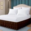 Queen Bed Skirt  Multi Ruffled Chocolate Bedskirt with 16" Drop  Hotel-Quality Dust Ruffle for Easy Fitting  Brushed Fabric (Chocolate, Queen Size) view 1