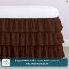 Queen Bed Skirt  Multi Ruffled Chocolate Bedskirt with 16" Drop  Hotel-Quality Dust Ruffle for Easy Fitting  Brushed Fabric (Chocolate, Queen Size) view 2