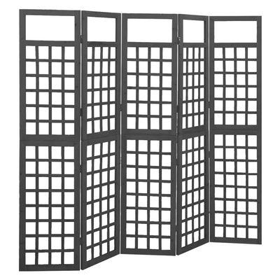 5-Panel Room Divider/Trellis,Room Divider Screen,Folding Privacy Screens,Decorative Screen Panels,Privacy Wall,Wall Dividers,Outdoor Room Divider,for Office,Bedroom, Solid Fir Wood Black 79.3"x70.9"