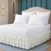 Full Bed Skirt  Multi Ruffled Ivory Bedskirt with 16" Drop  Hotel-Quality Dust Ruffle for Easy Fitting  Brushed Fabric (Ivory, Full Size) view 1