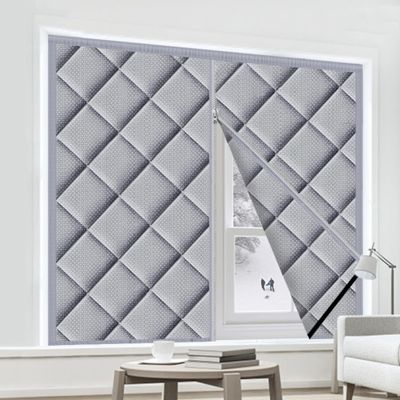 Thermal Insulated Window Curtain,Warm Windproof Partition Winter Cotton Drapes,Home Cold Protection Noise Reduction Covers Soundproof Blackout Privacy Screen,for Balcony Bedroom Kitchen (Color : A,