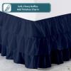 Twin Bed Skirt  Multi Ruffled Navy Blue Bedskirt with 16" Drop  Hotel-Quality Dust Ruffle for Easy Fitting  Brushed Fabric (Navy Blue, Twin Size) view 3