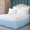 Twin Bed Skirt  Multi Ruffled Light Blue Bedskirt with 16" Drop  Hotel-Quality Dust Ruffle for Easy Fitting  Brushed Fabric (Light Blue, Twin Size) view 1
