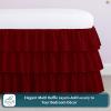 Twin Bed Skirt  Multi Ruffled Burgundy Bedskirt with 16" Drop  Hotel-Quality Dust Ruffle for Easy Fitting  Brushed Fabric (Burgundy, Twin Size) view 2