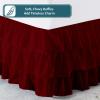 Twin Bed Skirt  Multi Ruffled Burgundy Bedskirt with 16" Drop  Hotel-Quality Dust Ruffle for Easy Fitting  Brushed Fabric (Burgundy, Twin Size) view 3