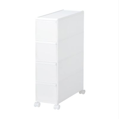 like-it, Kitchen Storage, Retort Curry, Slim Storage, Tall Stocker, 4 Tiers, Comes with Casters, Width 6.7 x Depth 18.3 x Height 32.7 inches (17 x 46.5 x 83 cm), All White, Made in Japan, TS-4 Tiers, Can Be Used in Gaps