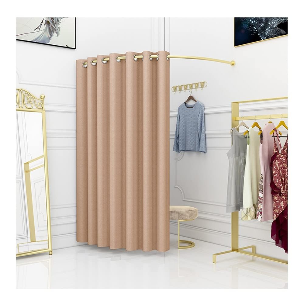 Clothing Store Fitting Room, Wall-Mounted Changing Room, Include Blackout Curtains, Golden Hanging Rod, Privacy Partition Cabin for Office Shopping Mall Retail Store (Color : Coffee, Size : 80x80)