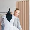 Clothing Store Fitting Room, Wall-Mounted Changing Room, Include Blackout Curtains, Golden Hanging Rod, Privacy Partition Cabin for Office Shopping Mall Retail Store (Color : Coffee, Size : 80x80) view 4