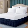 Full Bed Skirt  Multi Ruffled Navy Blue Bedskirt with 12" Drop  Hotel-Quality Dust Ruffle for Easy Fitting  Brushed Fabric (Navy Blue, Full Size) view 1