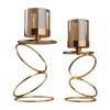 Candle Holder 2-Piece Stainless Steel Light Luxury Candle Holder, Brown Crystal Glass Cover, Suitable for Home Decoration, Wedding, Birthday Party view 1