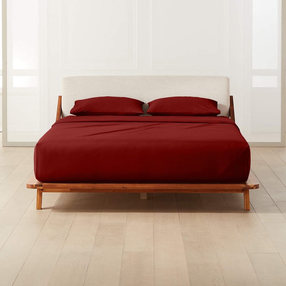 Maayu String King Size Luxury 800 Thread-Count 100% Egyptian Cotton Bed Sheets Oversized Sheet Set Sateen Weave for Soft & Silky Feel Long Staple Cotton 21" Extra Deep-Pockets - King, Burgundy