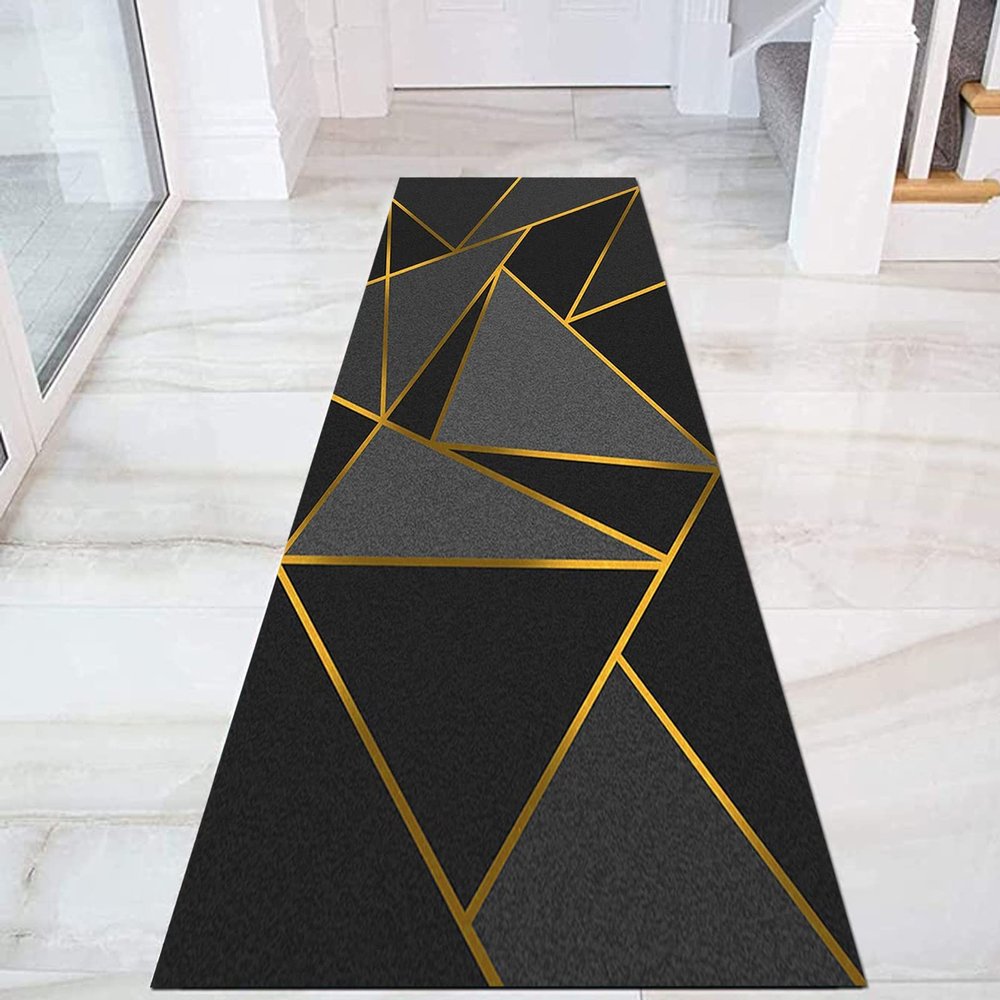 Runner Rug for Hallway Modern Washable Area Rug Corridor/Kitchen/Bedroom/Entryway/Stair Carpet Runner Mat 60cm/70cm/80cm/100cm Wide Black/Grey (Size : 2.6 ft x 3.3 ft)