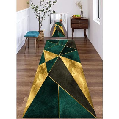 Contemporary Hallway Narrow Runner Rug 100/200/300/400/500/600cm Extra Long Carpet Indoor Corridor/Kitchen/Stair Runner Carpet Green/Gold/Black (Size : 2.6 ft x 6.6 ft)