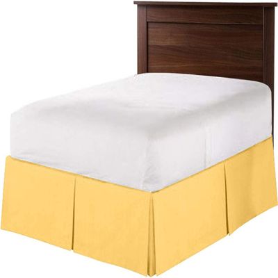 1 Piece Split Corners with Box Pleated Egyptian Cotton Bed Skirt 1000 Thread Count 14 Inch Drop Easy Fit Luxury Bedding Collection (Queen, Gold)
