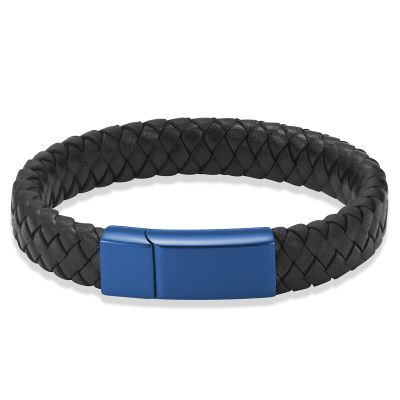 BIAIHQIE Cremation Jewelry Urn Bracelet for Ashes for Women Men Keepsake Memorial Cuff Bangle Braided Leather Wristband Bracelet for Men,24cm