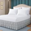 Queen Bed Skirt  Multi Ruffled Light Grey Bedskirt with 14" Drop  Hotel-Quality Dust Ruffle for Easy Fitting  Brushed Fabric (Light Grey, Queen Size) view 1