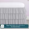 Queen Bed Skirt  Multi Ruffled Light Grey Bedskirt with 14" Drop  Hotel-Quality Dust Ruffle for Easy Fitting  Brushed Fabric (Light Grey, Queen Size) view 2