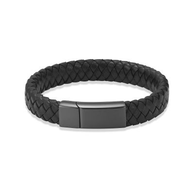 BIAIHQIE Cremation Jewelry Urn Bracelet for Ashes for Women Men Keepsake Memorial Cuff Bangle Braided Leather Wristband Bracelet for Men,18cm