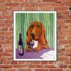 Bloodhound dog art canvas print at the wine bar decor - ready to hang animal decor by schmetzpetz view 1
