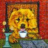 Chow Chow at the Coffee Shop Picture Dog Art coaster tile Gift view 1