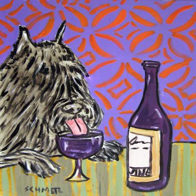 Bouvier Des Flandres at the Wine Bar Dog Art Print JSCHMETZ modern abstract folk pop art gift