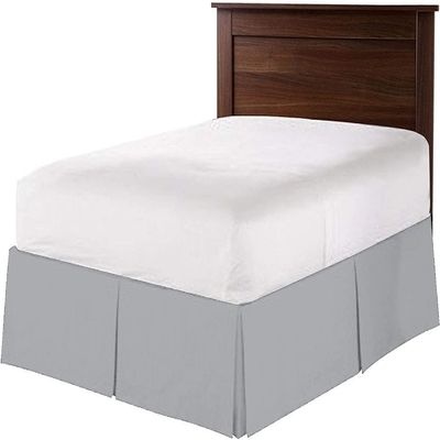 1 Piece Split Corners with Box Pleated Egyptian Cotton Bed Skirt 1000 Thread Count 14 Inch Drop Easy Fit Luxury Bedding Collection (Queen, Silver Grey)