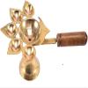 Anjali Enterprises Brass Wooden Panch Arti Diya Pach Aarti Deepak with Wooden Handle Diya Stand for Temple Pooja Diya arti (Pack of 1) view 1