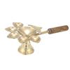 Anjali Enterprises Brass Wooden Panch Arti Diya Pach Aarti Deepak with Wooden Handle Diya Stand for Temple Pooja Diya arti (Pack of 1) view 2