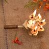 Anjali Enterprises Brass Wooden Panch Arti Diya Pach Aarti Deepak with Wooden Handle Diya Stand for Temple Pooja Diya arti (Pack of 1) view 3