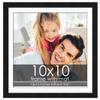 10x10 Frame with Mat - Black 13x13 Frame Wood Made to Display Print or Poster Measuring 10 x 10 Inches with White Photo Mat view 1