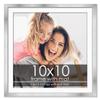 10x10 Frame with Mat - Silver 13x13 Frame Wood Made to Display Print or Poster Measuring 10 x 10 Inches with White Photo Mat view 1