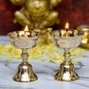 Anjali Enterprises Decor Brass Akhand Jyothi | Pyali Stand | Nanda Table Diya, 3.2 inches Big, Brass, Pack of 2 pcs view 1
