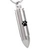 SHEIL Steel and Gold Stainless Steel Paw Print Bullet Cremation Jewelry Keepsake Memorial Ash Urn Necklace for Pet,1 view 1