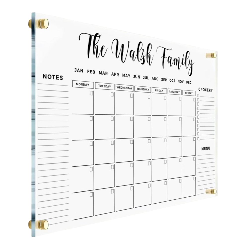 Personalized Gold Text Acrylic Wall Calendar - Personalized Calendar 2026 Monthly and Weekly Board, New Home