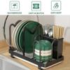 Cutting Board Rack Chopping Board Organizer, Compact Dish Drying Rack with Drainboard, Stainless Steel Plate Dish Drainer Rack, Kitchen Countertop Storage Organizer (2 pcs, Black) view 3