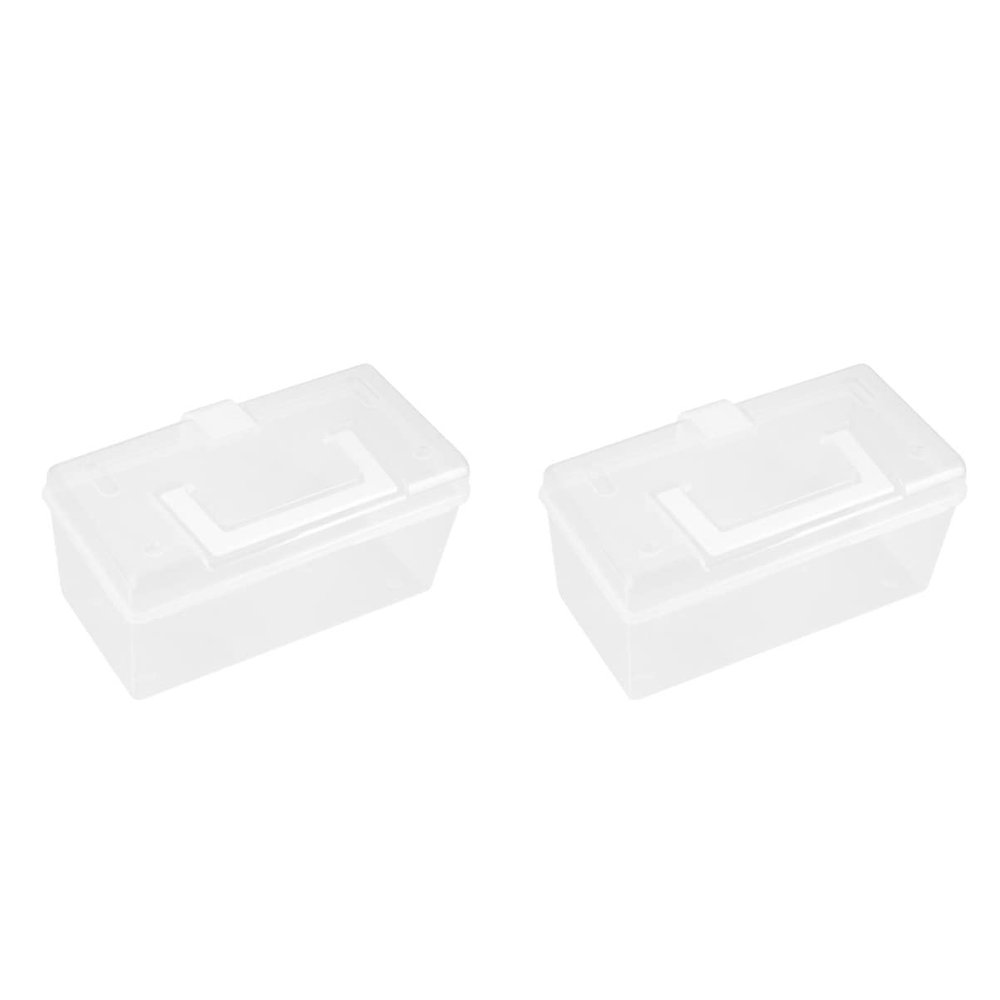 Cabilock 2pcs Portable First Aid Box Large Capacity Medicine Storage Organizer with Handle Transparent Design Durable Plastic for Home Travel Camping Emergencies White
