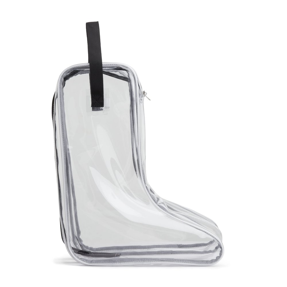 Howdy Boot Bag - Clear See-Thru Waterproof Storage Bag for Cowboy Boots and Tall Riding Boots Travel Accessories Shoe Organizer with Center Divider. Black
