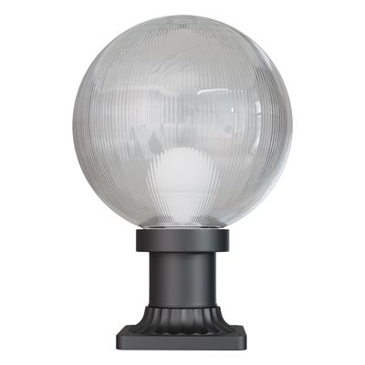 KASTLITE 10" Globe Pier Mount Outdoor Lighting with LED Lamp | UV & Waterproof Pillar & Column Lights | Deck Driveway Yard Patio & Garden Fixture | Made in USA | Prismatic Cover, Black Decorated Base