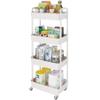 Laiensia 4-Tier Storage Carts,Multifunction Utility Rolling Cart Kitchen Storage Organizer,Mobile Shelving Unit Cart with Lockable Wheels for Bathroom,Laundry,Living Room,With Classified Sticker,White view 1