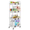 Laiensia 4-Tier Storage Carts,Multifunction Utility Rolling Cart Kitchen Storage Organizer,Mobile Shelving Unit Cart with Lockable Wheels for Bathroom,Laundry,Living Room,With Classified Sticker,White view 2