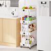 Laiensia 4-Tier Storage Carts,Multifunction Utility Rolling Cart Kitchen Storage Organizer,Mobile Shelving Unit Cart with Lockable Wheels for Bathroom,Laundry,Living Room,With Classified Sticker,White view 4